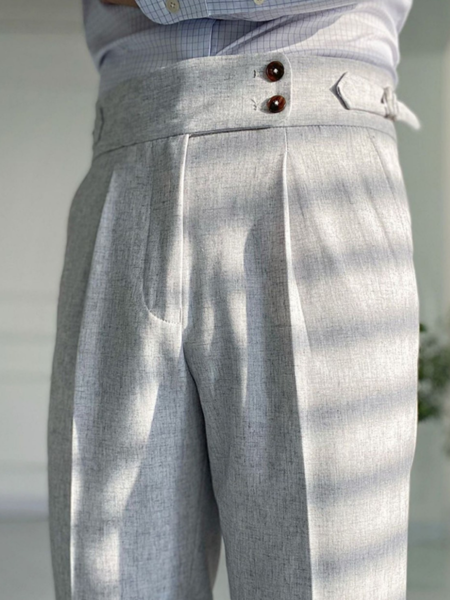 Straight-leg pants – double-breasted, non-shiny
