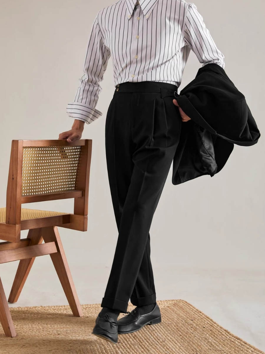 Men’s Italian-Style Straight-Leg Business Casual Trousers – Wrinkle-Free
